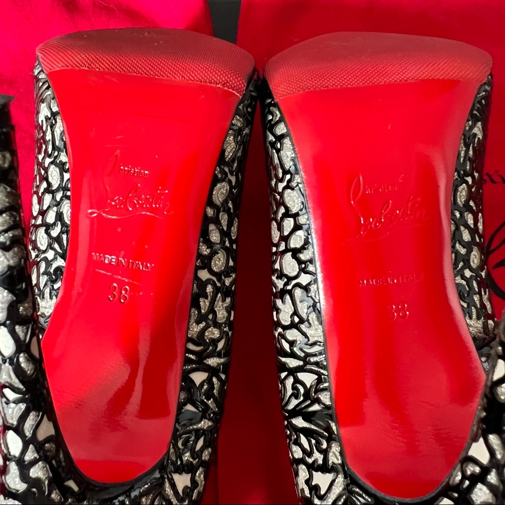 💯 Authentic Christian Louboutin So Pretty Black Beige 120 Stiletto Heels 38 US7 - Picture 8 of 13
